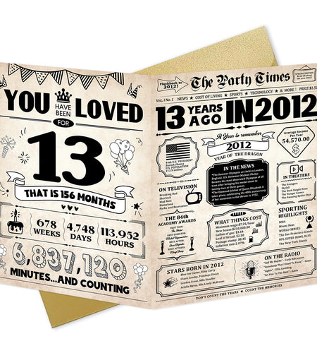 ZUDBBDSD 13th Birthday Card Boys Girls Party Decorations Retro Variety Pack