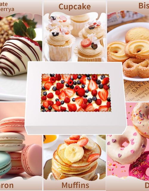 Load image into Gallery viewer, JCD 12pcs Cake Boxes 14x10x4in White Bakery Window Quarter Sheet
