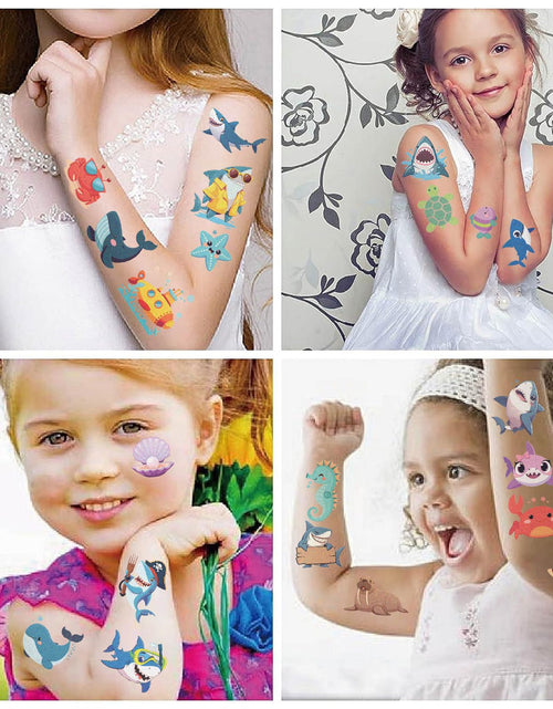 Load image into Gallery viewer, SBOBUY Shark Temporary Tattoos 10 Sheets Birthday Party Supplies Green
