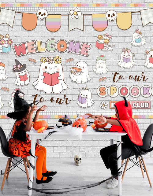 Load image into Gallery viewer, Pasimy Halloween Bulletin Board Set Ghost Paper Cutouts Pastel Boho 70 Pcs
