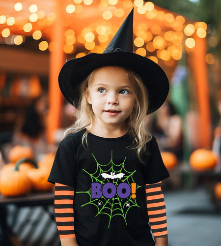 XFSJGNA Toddler Halloween Raglan Long Sleeve Shirt Boo Bat Black Size 5T