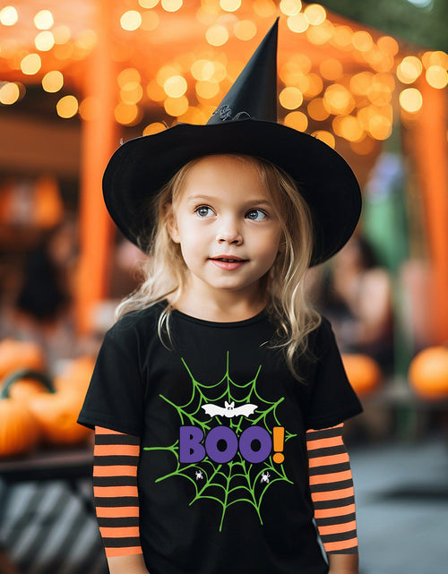 Load image into Gallery viewer, XFSJGNA Toddler Halloween Raglan Long Sleeve Shirt Boo Bat Black Size 5T
