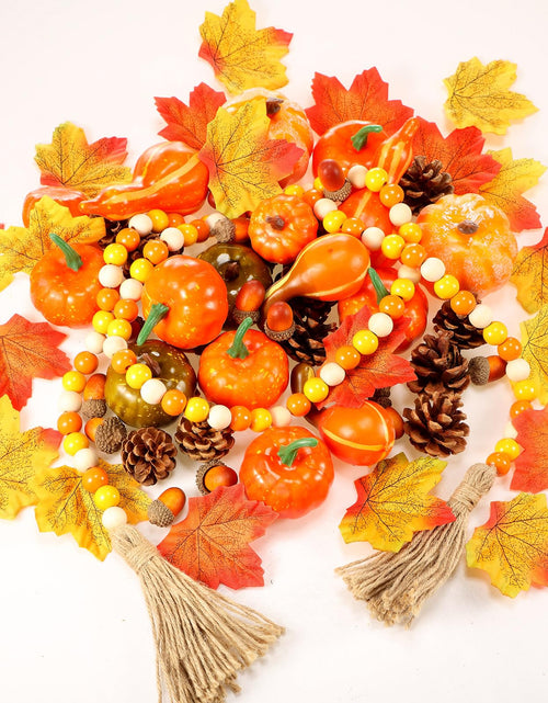 Load image into Gallery viewer, Jutom 148 PCS Fall Artificial Pumpkins Set with Pinecones Acorns Leaves
