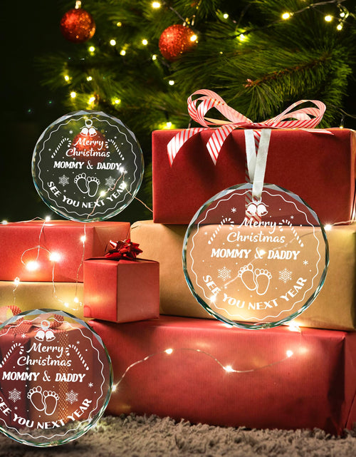 Load image into Gallery viewer, Vorruil Expecting Baby Pregnancy Announcement Heart Glass Ornament 1 Pc
