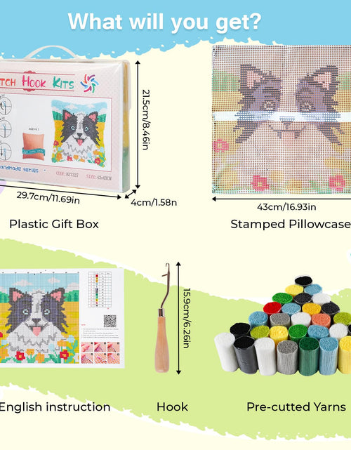 Load image into Gallery viewer, LUDOTEK Colorful Dog Latch Hook Kit Pre-Printed Canvas 17x17 in
