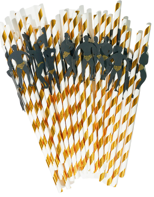 Load image into Gallery viewer, EIOAUY 30Pcs Rose Gold Bachelorette Man Dancer Drinking Straws Party Favors
