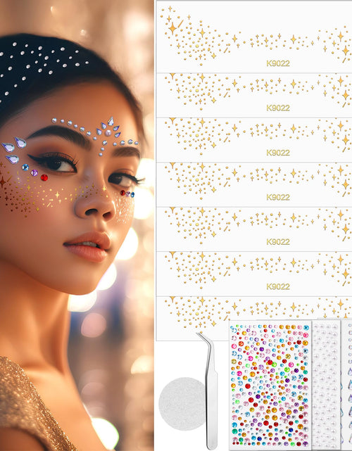 Load image into Gallery viewer, Mity Rain Face Glitter Gems Stickers 10 Sheets Star Freckles Single Pattern
