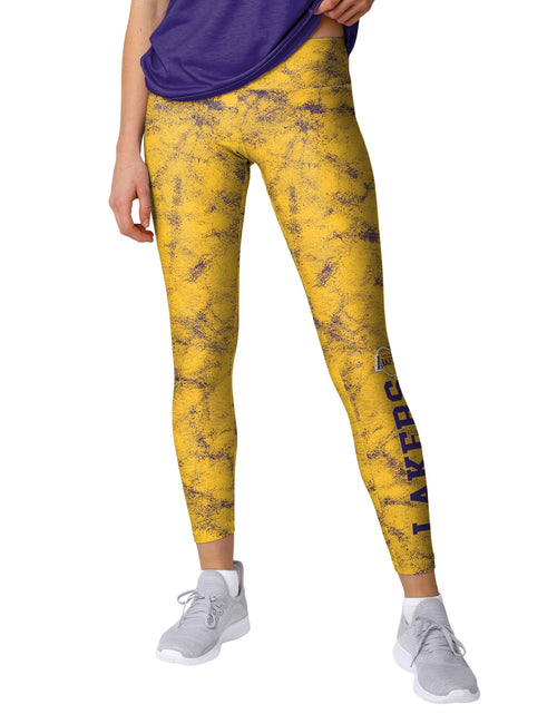 Load image into Gallery viewer, FOCO Los Angeles Lakers NBA Womens Team Color Cloud Leggings Yellow and Purple M
