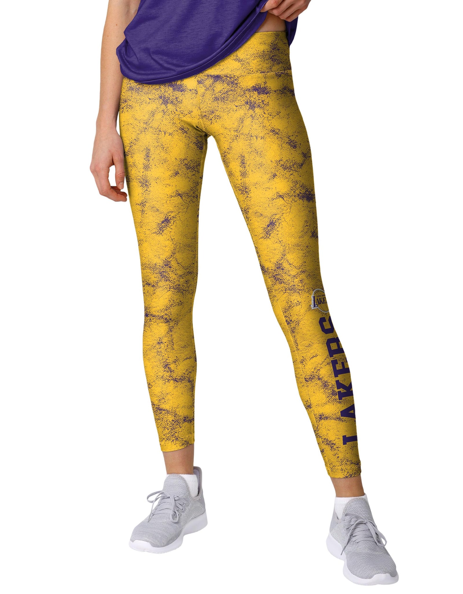 FOCO Los Angeles Lakers NBA Womens Team Color Cloud Leggings Yellow and Purple M
