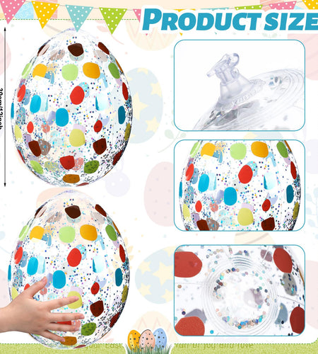 Jetec 12 Pcs Inflatable Easter Eggs 16in Large Glitter PVC Decorations Silver