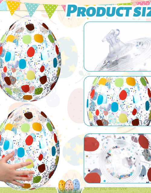 Load image into Gallery viewer, Jetec 12 Pcs Inflatable Easter Eggs 16in Large Glitter PVC Decorations Silver
