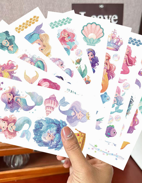 Load image into Gallery viewer, SBOBUY 10 Sheets Yellow Mermaid Temporary Tattoos Birthday Party Supplies
