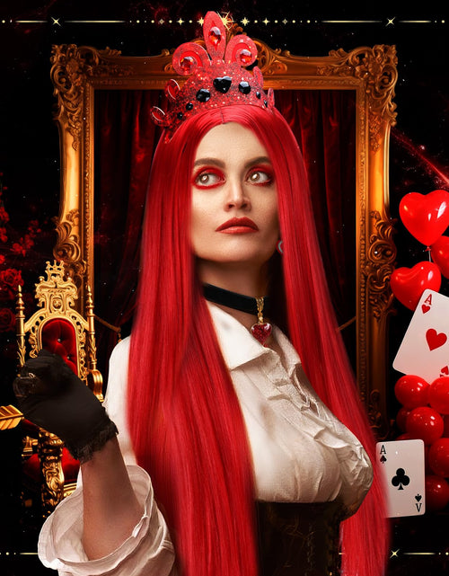 Load image into Gallery viewer, XunYee Halloween Queen Costume Set Red Wig Crown Choker Earrings 60x90cm
