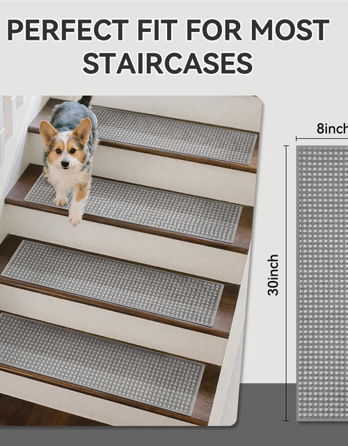 Load image into Gallery viewer, YDKGL 4PC Non-Slip Peel &amp; Stick Stair Treads 8x30 Brown Chenille

