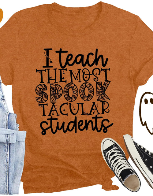 Load image into Gallery viewer, CQF Halloween Teacher Shirt Women Funny Fall Teacher Tee Size XL
