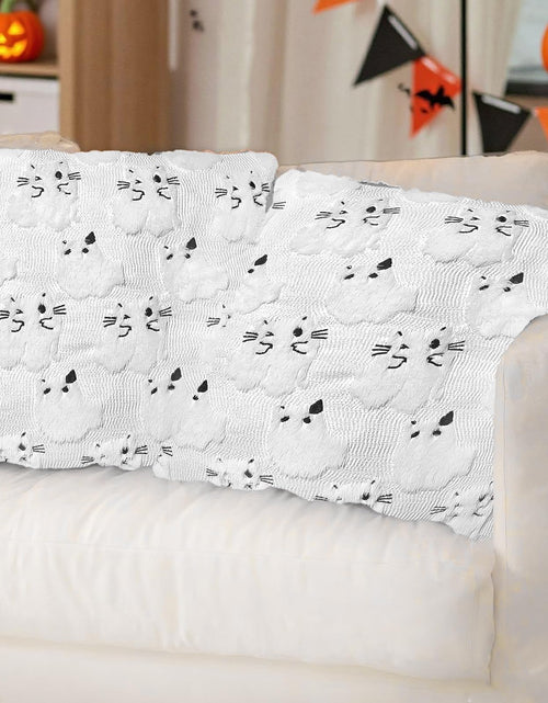 Load image into Gallery viewer, RBQXNW Halloween Pillow Covers 18x18 White Cat Ghost Set of 2 Plush
