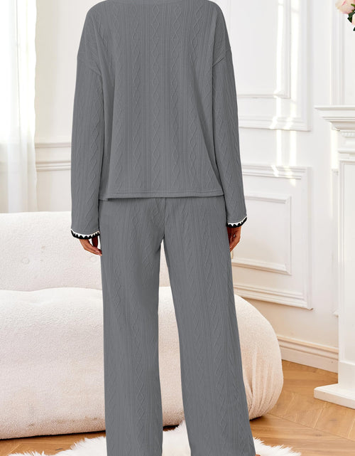 Load image into Gallery viewer, GUOLEZEEV Two Piece Lounge Set Soft Pajama Long Sleeve Pant Gray Size L

