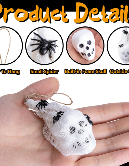 Load image into Gallery viewer, Watayo 12 Pcs Mini Halloween Skull Decorations 4x1.5in White Gauze Wrapped
