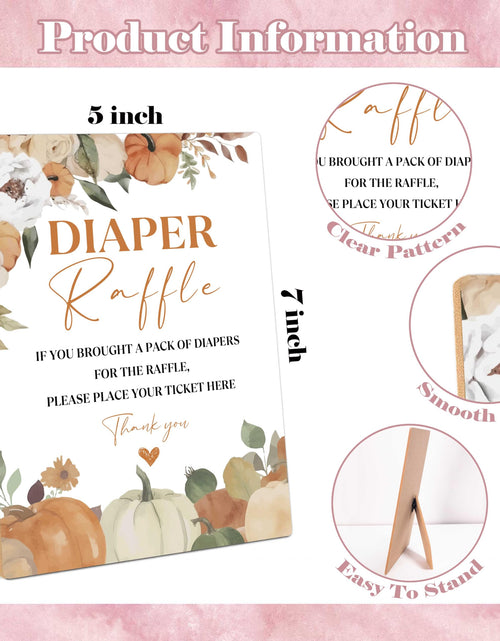 Load image into Gallery viewer, Serach Little Pumpkin Baby Shower Diaper Raffle Sign with Stand &amp; 50 Tickets
