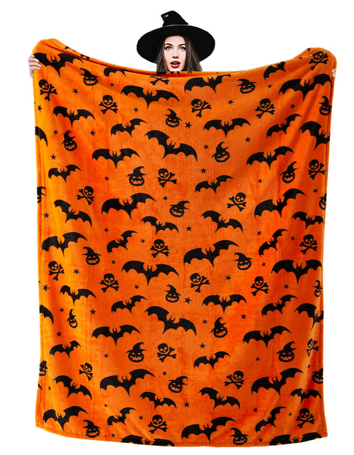 Load image into Gallery viewer, SE SOFTEXLY Ghost Halloween Reversible Pumpkin Fleece Throw Blanket 50x70
