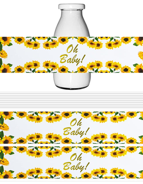Load image into Gallery viewer, Outus 40pcs Sunflower Baby Shower Water Bottle Labels Floral Waterproof
