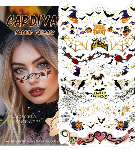 Cardiyar Glitter Freckles 24PCS Waterproof Gold Temporary Face Tattoos