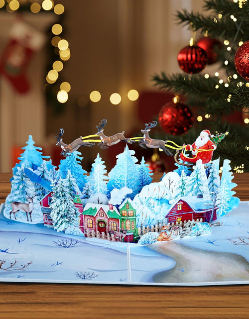 Load image into Gallery viewer, PQ Bees Winter Town Merry Christmas 3D Pop Up Cards w Envelope

