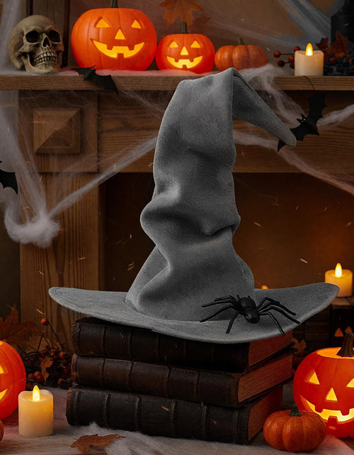 Load image into Gallery viewer, JenPen 2 Pcs Large Halloween Witch Hat Women Velvet Ruched Wide Gray One Size
