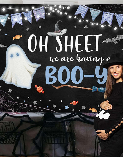 Load image into Gallery viewer, MEHOFOND Halloween Baby Shower Party Backdrop Purple Vinyl 7x5ft
