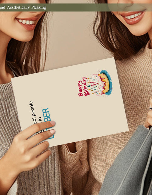Load image into Gallery viewer, MOSSSH October Birthday Cards with Envelope Sticker Black Letter Print
