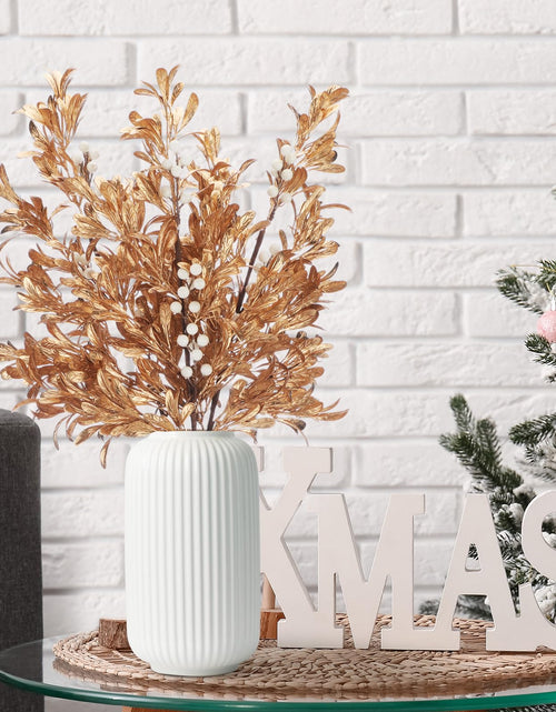Load image into Gallery viewer, Giegxin 3 Pcs 30" Gold Leaf Christmas Tree Picks with White Berry
