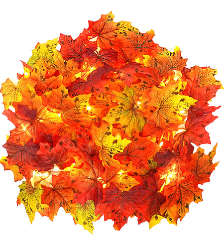 Feybxla 2 Pack Maple Leaf String Lights 20ft 60 LED Multicolor Waterproof