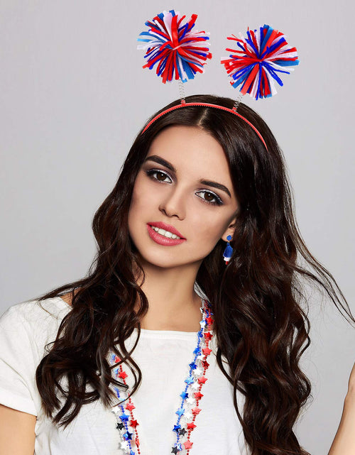 Load image into Gallery viewer, Hicarer 80s Women Tutu Set Pom Pom Headband Necklaces Earrings Red Blue White M
