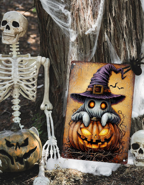 Load image into Gallery viewer, ARTWALLURE Halloween Pumpkin Ghost Vintage Metal Tin Sign 8x12 inch
