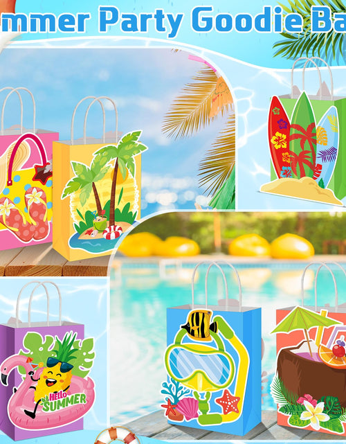 Load image into Gallery viewer, MotiMind 24 Pcs Hawaiian Luau Beach Party Paper Bags with Handles Multicolor
