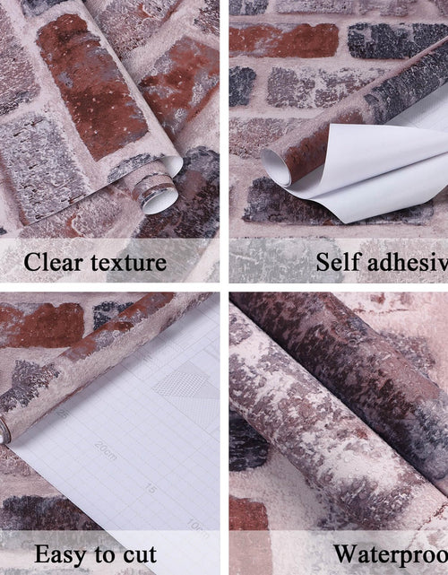 Load image into Gallery viewer, KUKANTST Brick Stone Peel and Stick Wallpaper 17.8"x472" Waterproof Vinyl Roll
