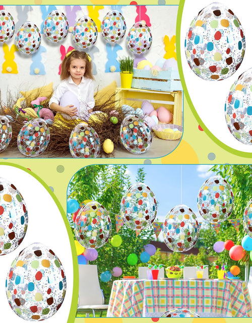Load image into Gallery viewer, Jetec 12 Pcs Inflatable Easter Eggs 16in Large Glitter PVC Decorations Silver
