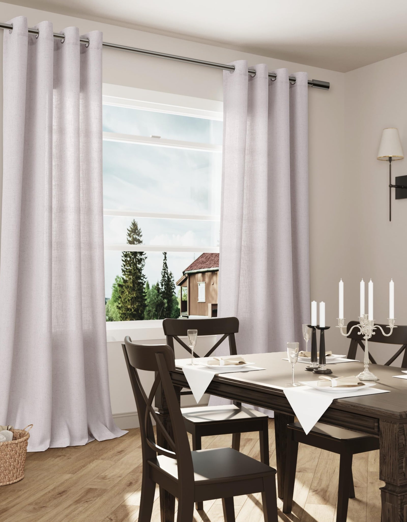 Aersas Champagne Linen Curtains 52x108in 2 Panels Grommet Light Filtering