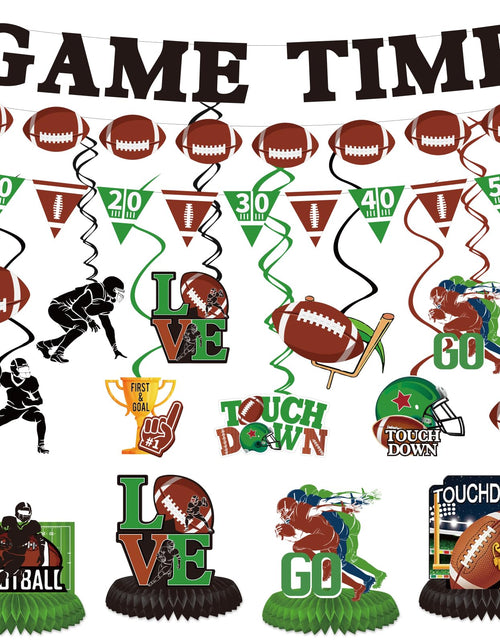 Load image into Gallery viewer, Koeilay Game Time Football Banner &amp; Decorations Green Brown Party Supplies

