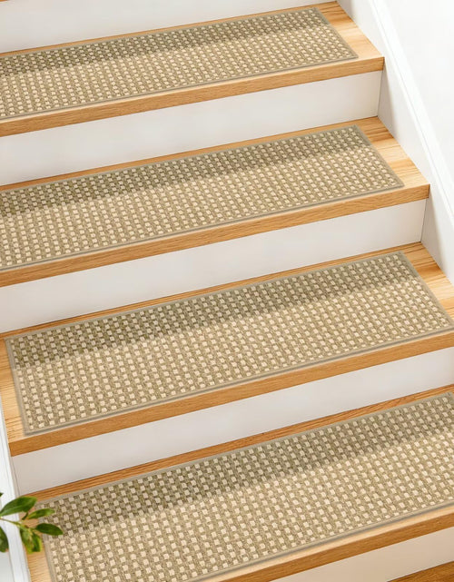 Load image into Gallery viewer, DEXDE 4-Pack Non-Slip Chenille Linen Stair Treads 9x30 Beige
