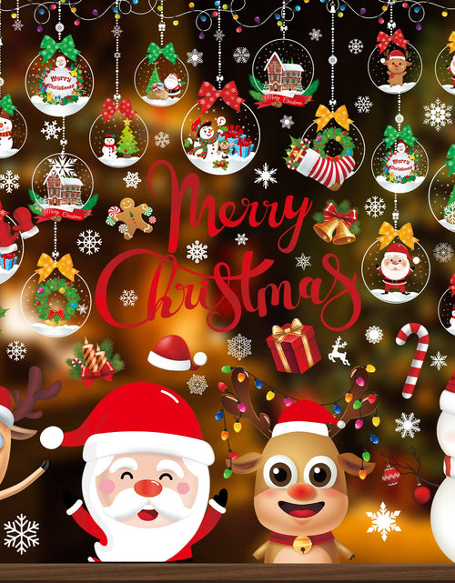 Load image into Gallery viewer, Joyful Start Christmas Window Clings Double Sided Snowflake Decals PVC

