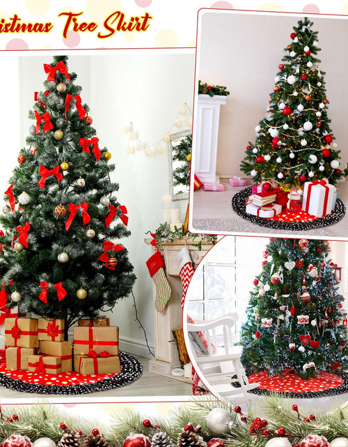 Load image into Gallery viewer, Soulchen Christmas Tree Skirt Double Layer Red Black Yellow Big Wave Point 51"
