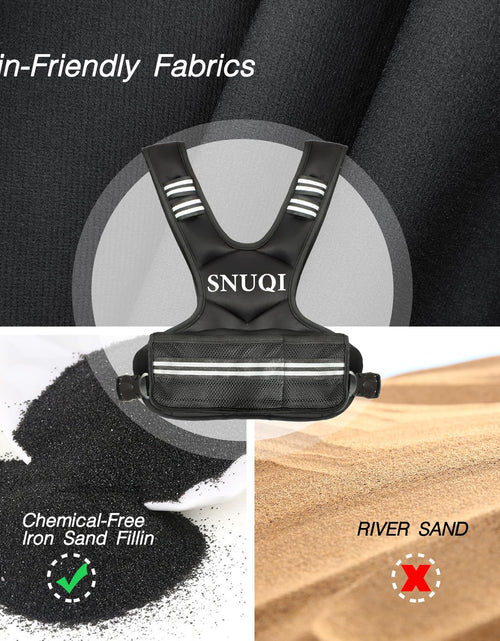 Load image into Gallery viewer, SNUQI Adjustable Weighted Vest with 6 Ironsand Weights Black Size 9-18 lb
