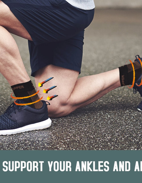 Load image into Gallery viewer, THX4COPPER Compression Foot Sleeves Copper Infused Arch Support Gray Navy Size L
