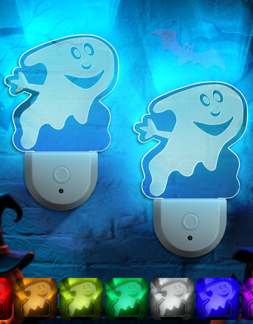 Load image into Gallery viewer, Meonum 2-Pack Christmas Night Light 6-Color LED Dusk-to-Dawn Wall Plug Spooky A
