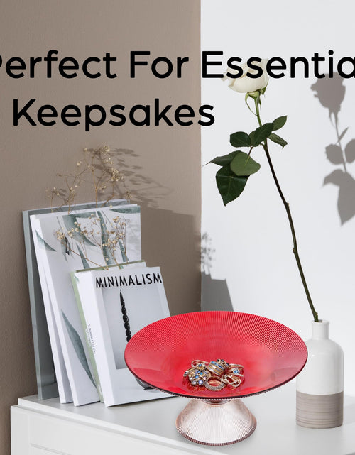 Load image into Gallery viewer, SPRINGBOW 10" Ruby Red Tempered Glass Fruit Bowl with Ripple Pedestal
