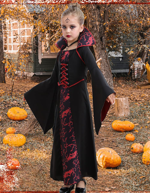 Load image into Gallery viewer, iTVTi Girls Vampire Costume Black Dress Halloween Cosplay 6-7 Years Tag 140
