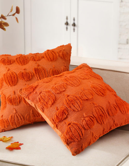 Load image into Gallery viewer, HunnmingRe 2 Pc Pumpkin Throw Pillow Covers 18x18 Orange Autumn Decor

