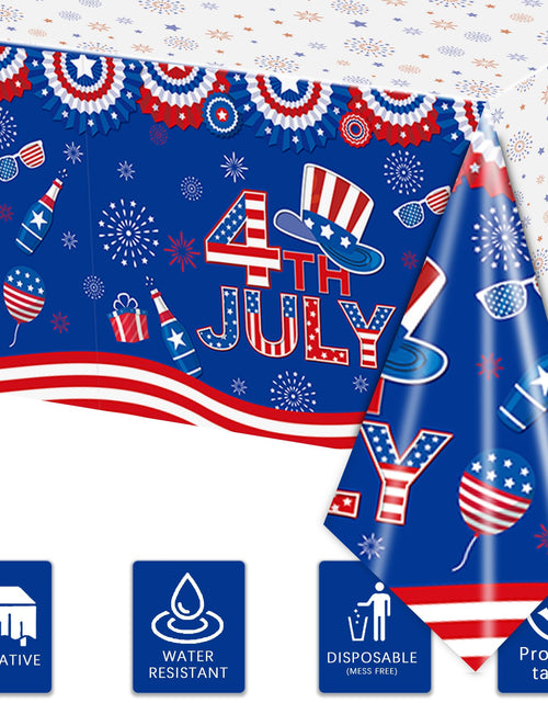 Load image into Gallery viewer, Rejoice Bunny 3-Pack 4th of July Disposable Tablecloths 54x108 Inches Plastic

