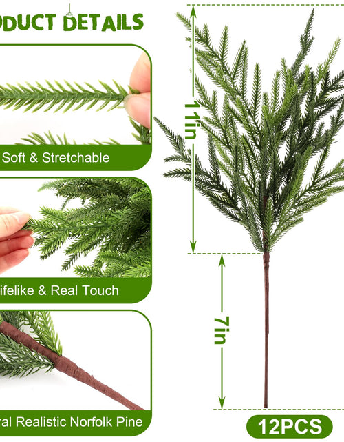 Load image into Gallery viewer, Wsorik 12Pcs 24 Inch Norfolk Pine Stems Artificial Greenery Branches
